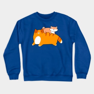 Orange Tabby and Shiba Pup Crewneck Sweatshirt